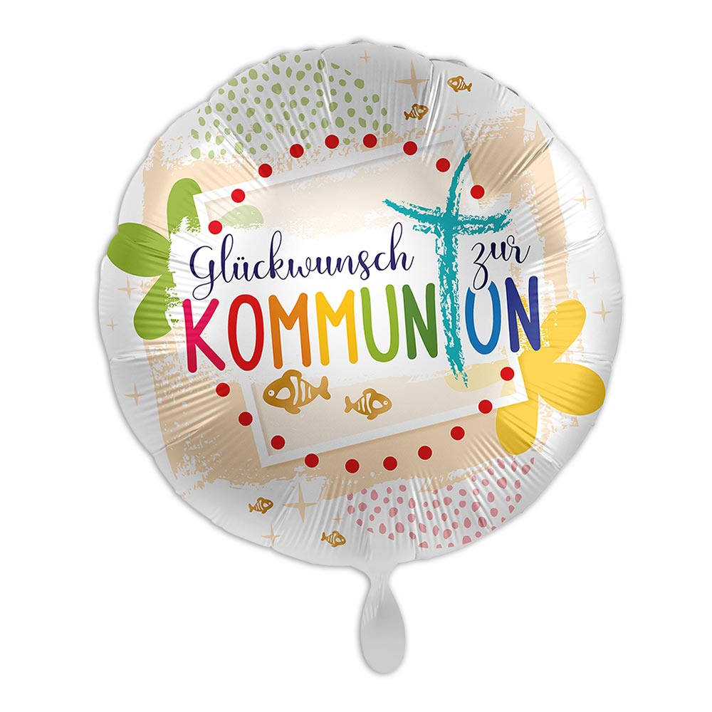 "Glückwunsch zur Kommunion", Folienballon rund Ø 34 cm von Luftballon-Markt GmbH