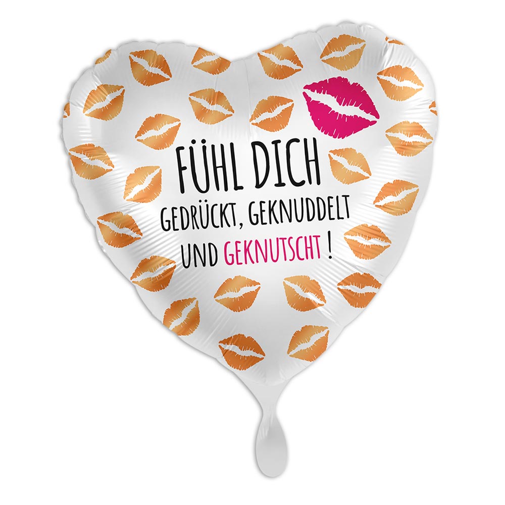 Herzförmiger Folienballon, Motiv Hugs & Kisses von Luftballon-Markt GmbH