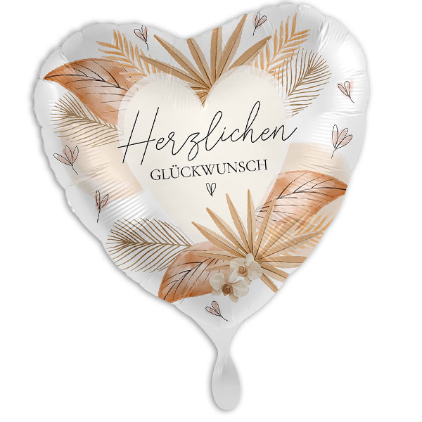 "Herzlichen Glückwunsch", Herzförmiger Folienballon, 35cm x 33cm von Luftballon-Markt GmbH