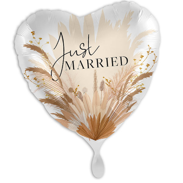 "Just Married", Herzförmiger Folienballon zur Hochzeit, 35cm x 33cm von Luftballon-Markt GmbH