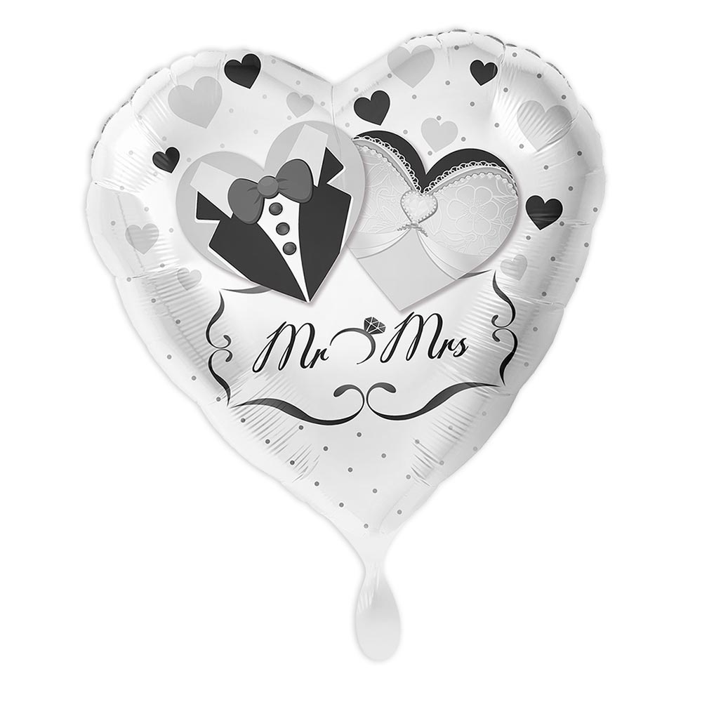 "Mr. & Mrs. Brautpaar", Herzförmiger Folienballon von Luftballon-Markt GmbH