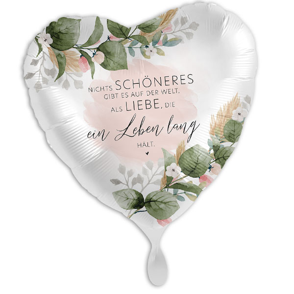 "Nichts schöneres auf der Welt", Herzförmiger Folienballon zur Hochzeit, 35cm x 33cm von Luftballon-Markt GmbH