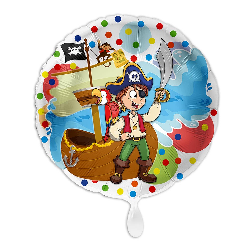 Runder Folienballon, Motiv Pirat, Ø 34 cm von Luftballon-Markt GmbH