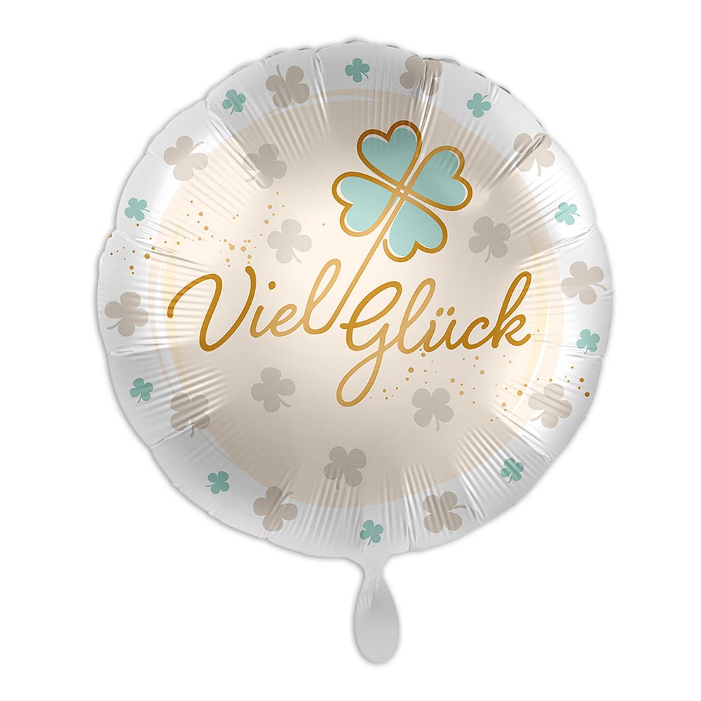 Heliumballon "Viel Glück" wünschen, Kleeblatt, Folienballon Ø 34cm von Luftballon-Markt GmbH