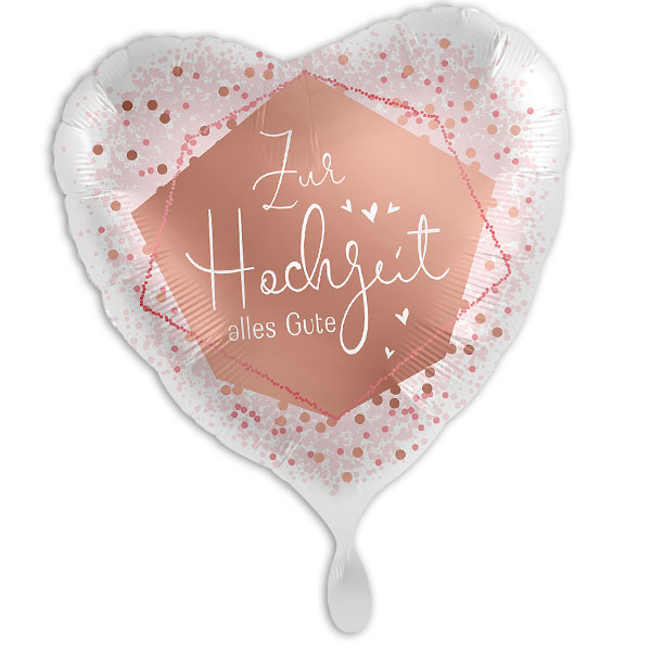 "Zur Hochzeit alles Gute", Herzförmiger Folienballon, 35cm x 33cm von Luftballon-Markt GmbH