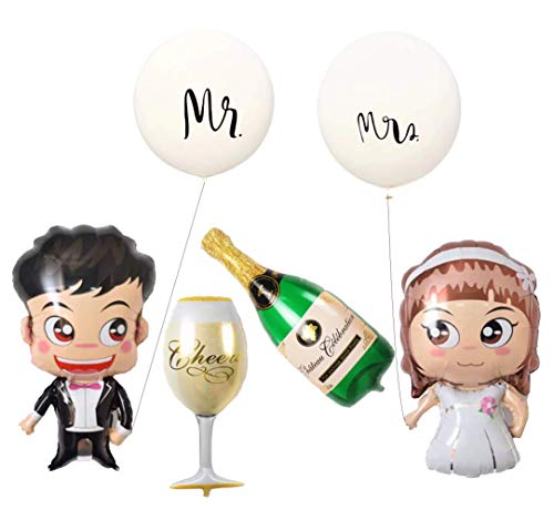 Luftballon XXL Hochzeit Folienballon Dekoration Set für Wedding Liebestag Antrag Set Herz Brautpaar Mann Frau Mr und Mrs von Luftballon