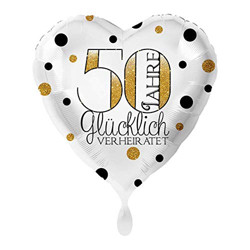 1 Folienballon Goldene Hochzeit 50 Jahre glücklich verheiratet ca43 cm ungefüllt Ballongas geeignet von Luftballonmarkt