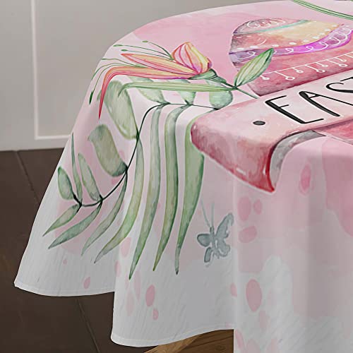 Lukery Rund Tischdecke 3D Ostern Tischdecke, Abwaschbar Tischdecken Outdoor Indoor Tischtuch, Tisch Schutz für Speisesaal, Küche (Rosa Eier,Durchmesser 130cm) von Lukery