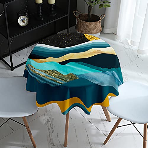 Lukery Tischdecke Abwaschbar Gartentischdecke, Tischdecke Rund Tischdecken 3D Tischtuch Outdoor Indoor, Tisch Schutz für Geburtstag (Durchmesser 140cm,Meer Himmel verbunden) von Lukery