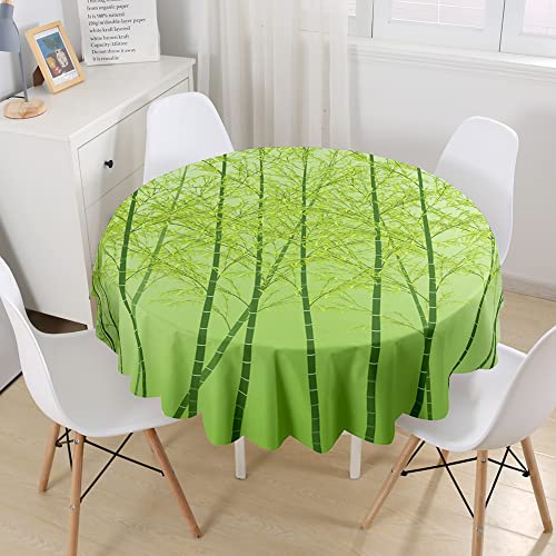 Lukery Tischdecke Abwaschbar Rund Gartentischdecke, 3D Bambus Drucken Tischdecke Tischdecken Tischtuch Outdoor Indoor, Tisch Schutz für Geburtstag Hochzeit Party (Durchmesser 90cm,Grüner Bambus) von Lukery