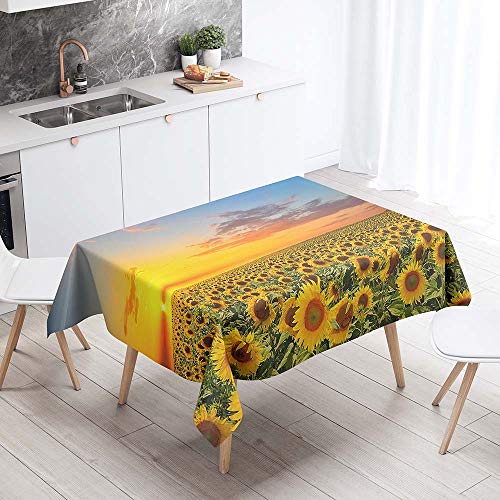 Lukery Tischdecke Outdoor Rechteckig Abwaschbar, Sonnenblumedruck Tischdecke Abwaschbar, Fleckschutz Gartentischdecke für Küche, Esstisch, Parteien (Sonnenblume 1,140X200cm) von Lukery