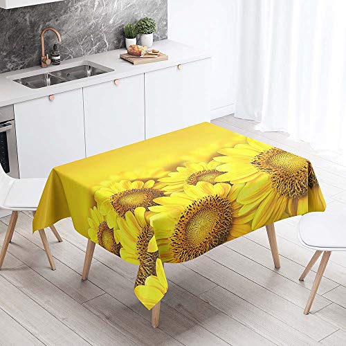 Lukery Tischdecke Outdoor Rechteckig Abwaschbar, Sonnenblumedruck Tischdecke Abwaschbar, Fleckschutz Gartentischdecke für Küche, Esstisch, Parteien (Sonnenblume 2,150x260cm) von Lukery