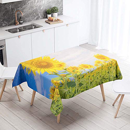 Lukery Tischdecke Outdoor Rechteckig Abwaschbar, Sonnenblumedruck Tischdecke Abwaschbar, Fleckschutz Gartentischdecke für Küche, Esstisch, Parteien (Sonnenblume 3,140X160cm) von Lukery