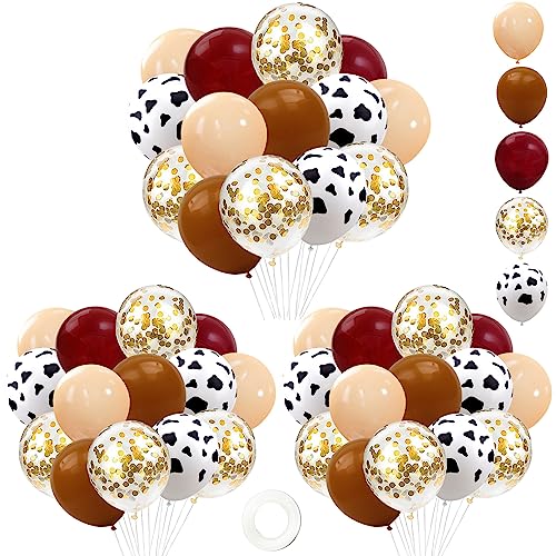 Lukinuo Kuh Ballon 95pcs Braun Blush Neutrale Kuh Druck Ballon Konfetti Helium Latex Western Ballon für Western Cowboy Cowgirl Rodeo Thema Geburtstag Baby Dusche Party Rodeo Farm Kuh Party Dekor von Lukinuo