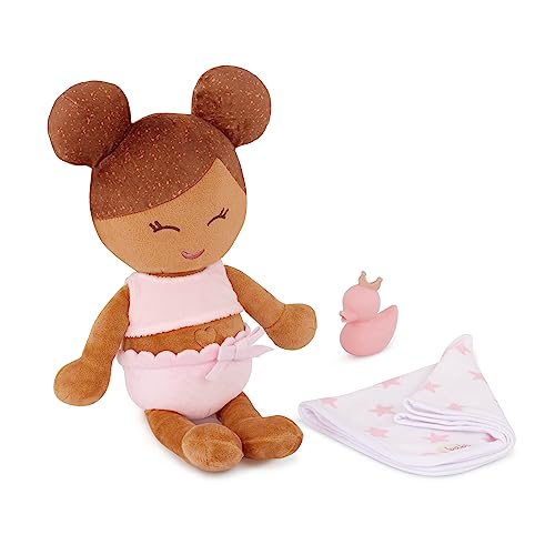 LullaBaby – Badepuppe Badewannenspielzeug 36 cm – Stoffpuppe, hellbraunes Haar – Badespielzeug Baby, Wasserspielzeug – Handtuch & Badeente Puppenzubehör – Badewannen Spielzeug ab 2 Jahren von LullaBaby