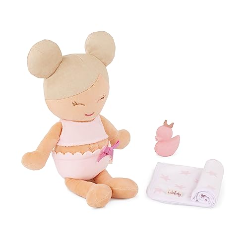 LullaBaby LBY7254Z Badepuppe Badewannenspielzeug 36 cm – Stoffpuppe, Blondes Haar – Badespielzeug Baby, Wasserspielzeug – Handtuch & Badeente Puppenzubehör – Badewannen Spielzeug ab 2 Jahren, Multi von LullaBaby