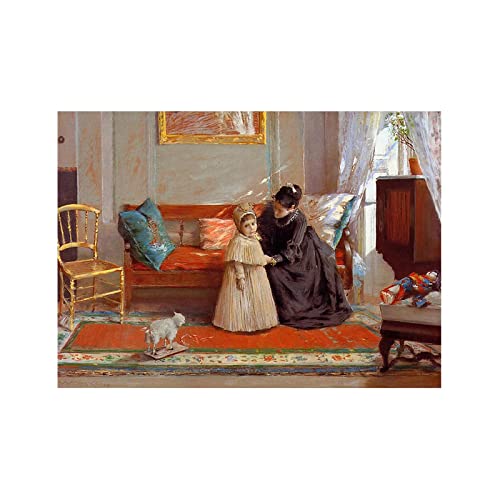 Berühmte Gemälde Druck auf Leinwand,Mrs.Chase und Kind von William Merritt Chase,Reproduktion Druck auf Leinwand,Leinwand Wandkunst für Wohnzimmer Dekor Bilder 70x100cm Rahmenlos von Luluart