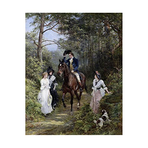 Berühmte Gemälde Druck auf Leinwand,The Meeting in the Forest von Heywood Hardy,Reproduktion Druck auf Leinwand,Leinwand Wandkunst für Wohnzimmer Dekor Bilder 50x65cm Rahmenlos von Luluart