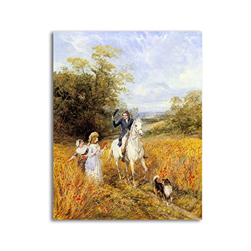 Berühmte Gemälde Druck auf Leinwand,The Morning Ride von Heywood Hardy,Reproduktion Druck auf Leinwand,Leinwand Wandkunst für Wohnzimmer Dekor Bilder 60x80cm Rahmenlos von Luluart