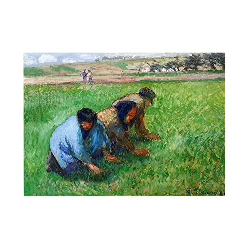 Berühmte Gemälde Druck auf Leinwand,Weeders von Camille Pissarro,Reproduktion Druck auf Leinwand,Leinwand Wandkunst für Wohnzimmer Dekor Bilder 80x120cm Rahmenlos von Luluart