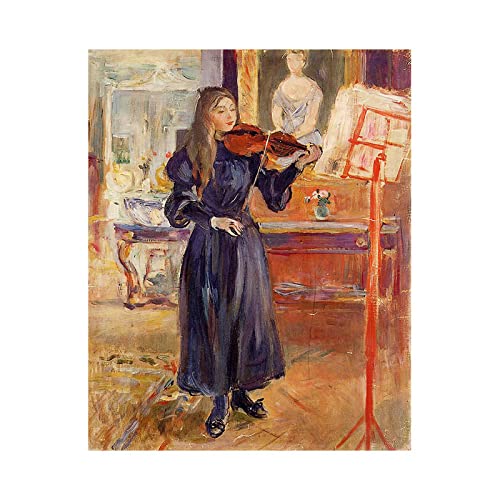 Luluart Berühmte Gemälde Druck auf Leinwand,Berthe Morisot Studying the Violin Giclée Leinwanddrucke,Poster Reproduktionen,Leinwand Wandkunst Bilder für Wanddekoration 40x50cm(16x20in) Rahmenlos von Luluart