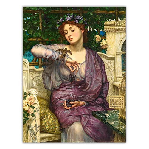 Luluart Edward John Poynter Berühmte Gemälde Lesbia and her Sparrow Druck auf Leinwand,Giclée Leinwanddrucke,Poster Reproduktionen,Leinwand Bilder für Wanddekoration 50x65cm(20x26in) Rahmenlos von Luluart