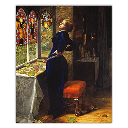 Luluart John Everett Millais Berühmte Gemälde Mariana Druck auf Leinwand,Giclée Leinwanddrucke,Poster Reproduktionen,Leinwand Bilder für Wanddekoration 40x50cm Rahmenlos von Luluart