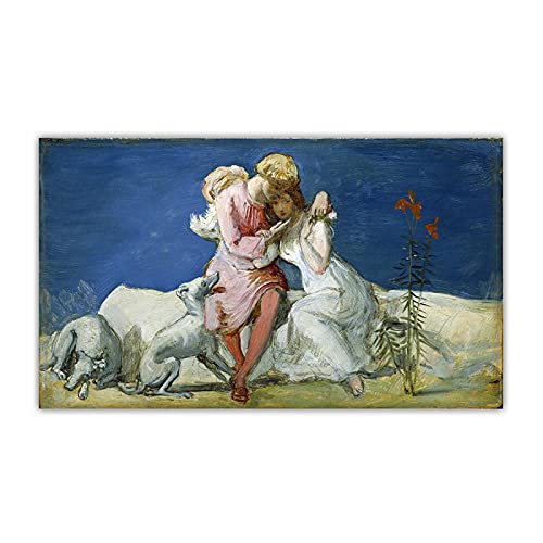 Luluart John Everett Millais Berühmte Gemälde Paar und Hund Druck auf Leinwand,Giclée Leinwanddrucke,Poster Reproduktionen,Leinwand Bilder für Wanddekoration 80x135cm(32x54in) Rahmenlos von Luluart