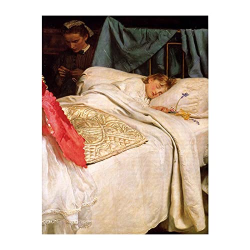 Luluart John Everett Millais Berühmte Gemälde Sleeping Druck auf Leinwand,Giclée Leinwanddrucke,Poster Reproduktionen,Leinwand Bilder für Wanddekoration 90x120cm(36x48in) Rahmenlos von Luluart