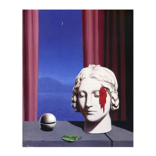 Luluart Rene Magritte Berühmte Gemälde Druck auf Leinwand Memory Giclée Leinwanddrucke,Poster Reproduktionen,Leinwand Bilder für Wanddekoration 60x80cm Rahmenlos von Luluart