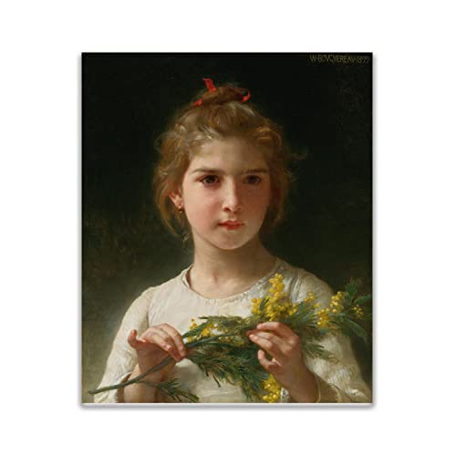 Luluart William Adolphe Bouguereau Berühmte Gemälde Mimosa Druck auf Leinwand,Giclée Leinwanddrucke,Poster Reproduktionen,Leinwand Bilder für Wanddekoration 70x90cm(28x36in) Rahmenlos von Luluart