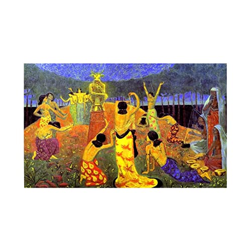 Religiöse Bild auf Leinwand,Paul Serusier Berühmte Gemälde"Daughters of Pelichtim"Reproduktion Gemälde auf Leinwand,Religiöse Gemälde,Wanddekoration Leinwanddruck 30x50cm(12x20in) Rahmenlos von Luluart