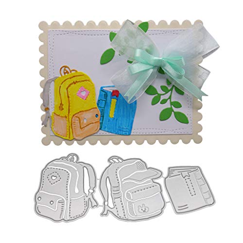 Luluspace Stanzschablonen Metall Stanzformen Schultasche Rucksack Silber Schneiden Schablonen Für DIY Cutting Dies Scrapbooking Album, Schneiden Schablonen Papier Karten Sammelalbum Deko von Luluspace