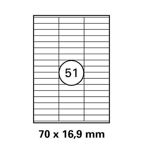 1 Pack mit je 5100 Laser Copy Inkjet Etiketten 70 x 16,9 mm von Luma