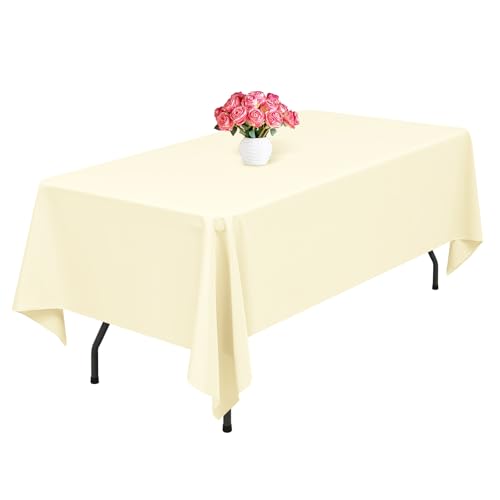 1 Packung Beige Polyester-Tischdecken,153 x 260 cm rechteckige Tischdecke, waschbar und wiederverwendbar, Flecken- und knitterfest, für Hochzeit, Party, Bankett, Camping, Restaurant, Dekoration von Lumaycens