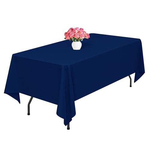 1 Packung Navy blau Polyester Tischdecken,153 x 260 cm rechteckige Tischdecke, waschbar und wiederverwendbar, Flecken- und knitterfest, für Hochzeit, Party, Bankett, Camping, Restaurant, Dekoration von Lumaycens