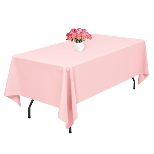 1 Packung Rosa Polyester Tischdecken,153 x 260 cm rechteckige Tischdecke, waschbar und wiederverwendbar, Flecken- und knitterfest, für Hochzeit, Party, Bankett, Camping, Restaurant, Dekoration von Lumaycens