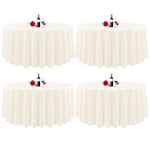 4er-Pack tischdecke rund, Elfenbein runde Tischdecke, tischdecke rund 305cm, Waschbare Polyester-Stoff-Tischdecke, runde Tischdecke, Tischdecken für Partys, Hochzeit, Bankett, Buffet, Abendessen von Lumaycens