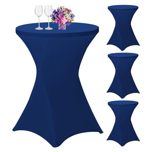 4er-Set Stretch Stehtisch Husse für Bistrotisch Ø 80-85 cm,Spandex Stretch Tischdecke,Verstärkung im Fußbereich,Für Hochzeit Geburtstagsfeier Hussen für Stehtische und Bistrotische（80×110cm,Navy blau） von Lumaycens