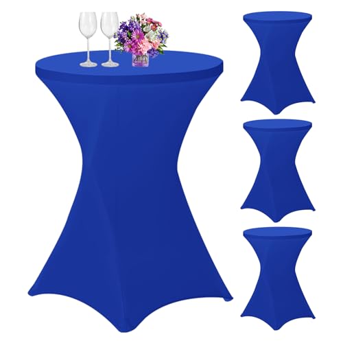 4er-Set Stretch Stehtisch Husse für Bistrotisch Ø 80-85cm,Spandex Stretch Tischdecke,Verstärkung im Fußbereich,Für Hochzeit Geburtstagsfeier Hussen für Stehtische und Bistrotische（80×110cm,Königsblau） von Lumaycens