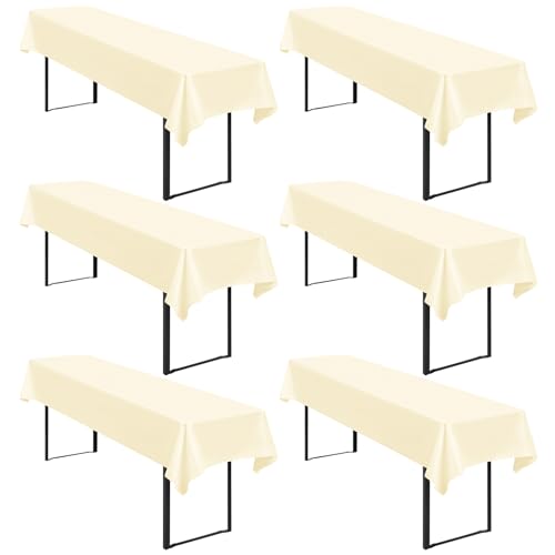 6 Stück Tischdecke Bierzeltgarnitur 100 x 250cm Biertisch Tischdecke wasserdichte Polyester Tischdecke Beige Biertischdecke für 50 und 70cm Biertische, Rechteckige Tischdecken für Hochzeitsfeiern von Lumaycens