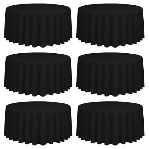 6er-Pack Schwarze runde Tischdecke 275 cm – wasserdichte Tischdecke aus Polyestergewebe, waschbare Tischdecke für Hochzeit, Empfang, Bankett, Party, Geschenk, Tisch, Buffet, Restaurant von Lumaycens