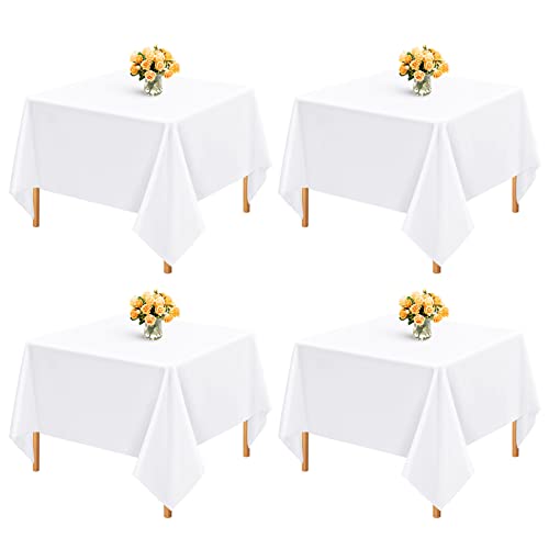 6er-Pack weiße, quadratische Tischdecken, 132 x 132 cm, wasserdichte Polyester-Tischdecke, quadratische Stoff-Tischdecke, waschbare Party-Tischdecken für Hochzeits-Buffet-Partys, Camping von Lumaycens