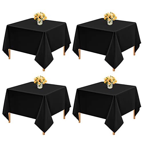 6er-Set Schwarze quadratische Tischdecken, 132 x 132 cm, wasserdichte Polyester-Tischdecke, quadratische Stoff-Tischdecke, waschbare Party-Tischdecken für Hochzeits-Buffet-Partys, Camping von Lumaycens