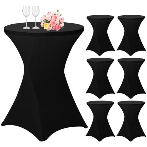 6er-Set Stretch Stehtisch Husse für Bistrotisch Ø 80-85 cm Spandex Stretch Tischdecke, Verstärkung im Fußbereich, Für Hochzeit Geburtstagsfeier Hussen für Stehtische und Bistrotische（80×110cm,Schwarz） von Lumaycens