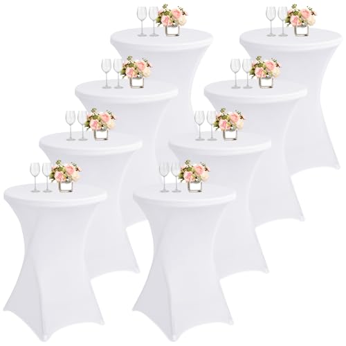 8 Stück stehtisch hussen stehtische Stretch Spandex Tischdecke 80cm, Elastische Stehtisch Husse Stehende Tischdecke für runden Tisch Hochzeit Geburtstagsfeier Bankett Bar Counter von Lumaycens