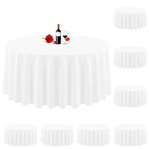 8er-Pack tischdecke rund, weiße runde Tischdecke, tischdecke rund 305cm, Waschbare Polyester-Stoff-Tischdecke, runde Tischdecke, Tischdecken für Partys, Hochzeit, Bankett, Buffet, Abendessen von Lumaycens