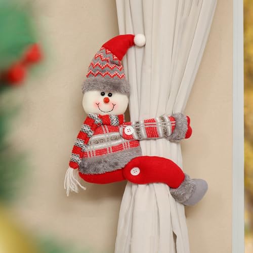 LumdivaRT Weihnachten Vorhang Raffhalter 2 Stück, Cartoon Weihnachten Gardinen Raffhalter, Weihnachtsmann Elch Schneemann Puppen Vorhang, Weihnachten Home Window Deko (Snowman -A) von LumdivaRT