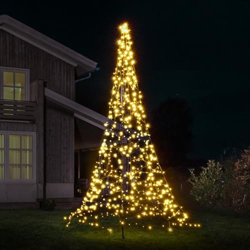 Lumedi - Weihnachtsbaumbeleuchtung für Innen und Außen - Mast Inklusive - Weihnachtsdeko, LED Lichterkette, Stimmungsbeleuchtung - 4 Meter - 640 LEDs von Lumedi