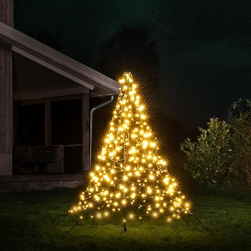 Lumedi - Weihnachtsbaumbeleuchtung für Innen und Außen - Mast inklusive - Weihnachtsdeko, LED Lichterkette, Stimmungsbeleuchtung - 2 Meter - 360 LEDs von Lumedi